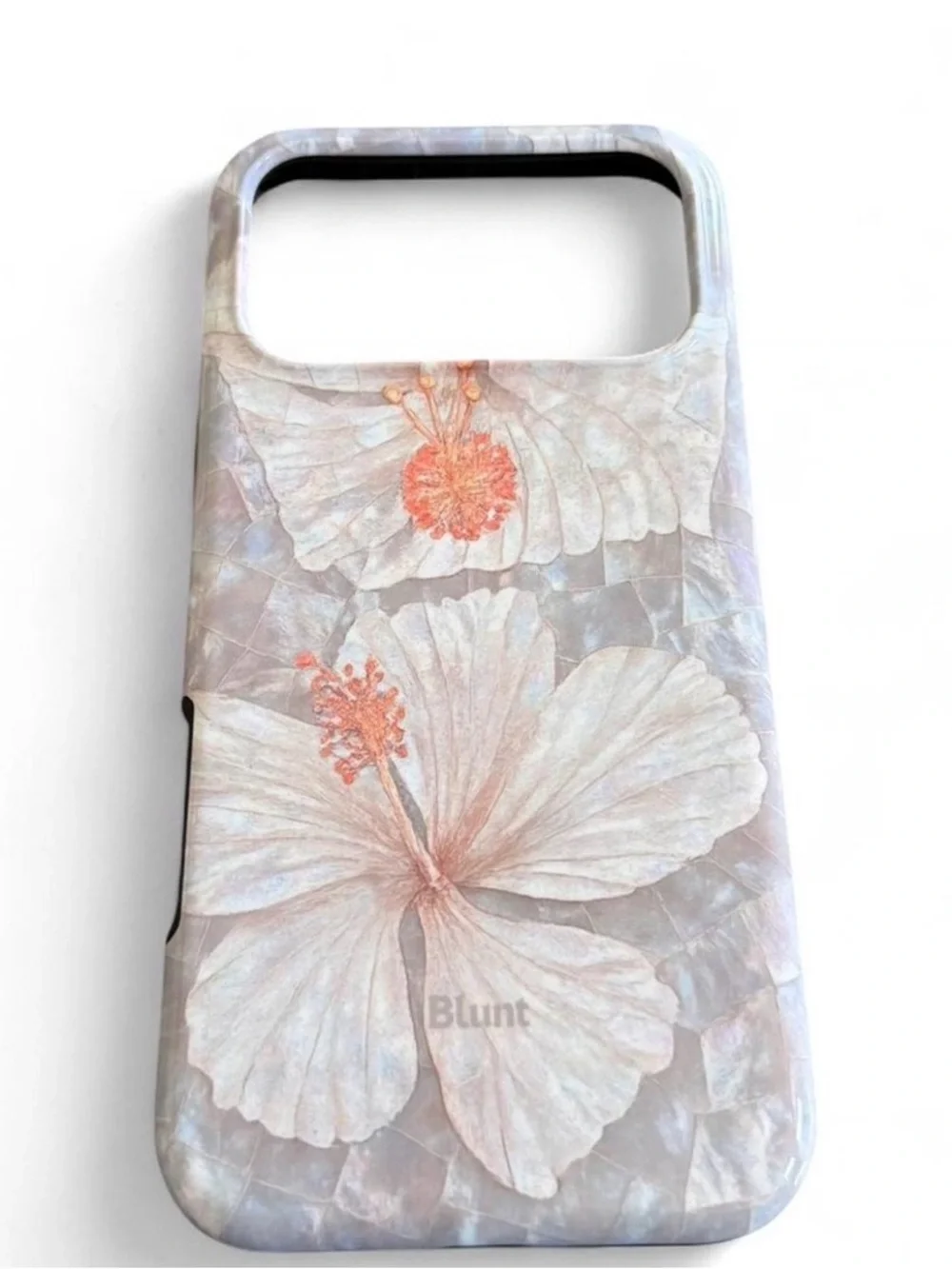 Pearl White Hibiscus Phone Case Iridescent Floral || Blunt || Iphone 17 pro max